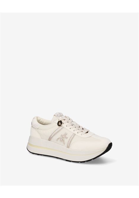 Premiata Bethcoin 8145 Sneaker in Off-White Leather and Suede Women's PREMIATA |  | BETHCOIN VAR8145